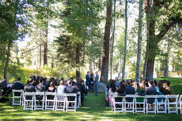 outdoor Lake Tahoe wedding ceremony, photo by Bogdan Condor | via junebugweddings.com