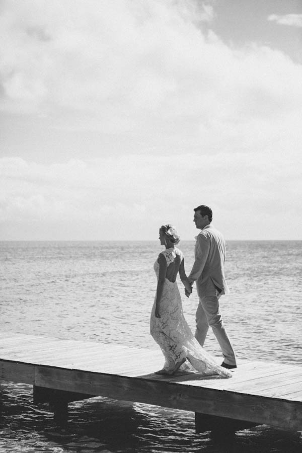 intimate beach wedding couple's portrait, photo by Chris Glenn | via junebugweddings.com