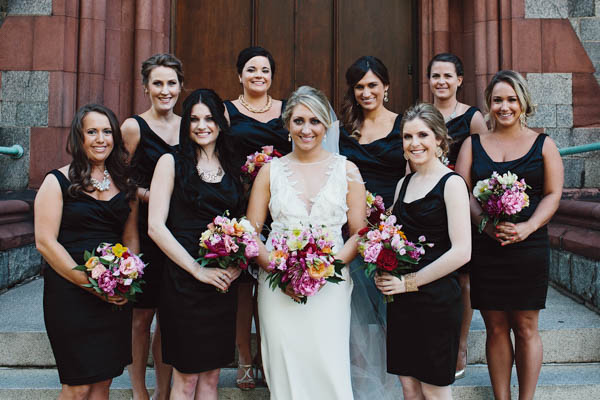 chic bridal party fashion with short black dresses