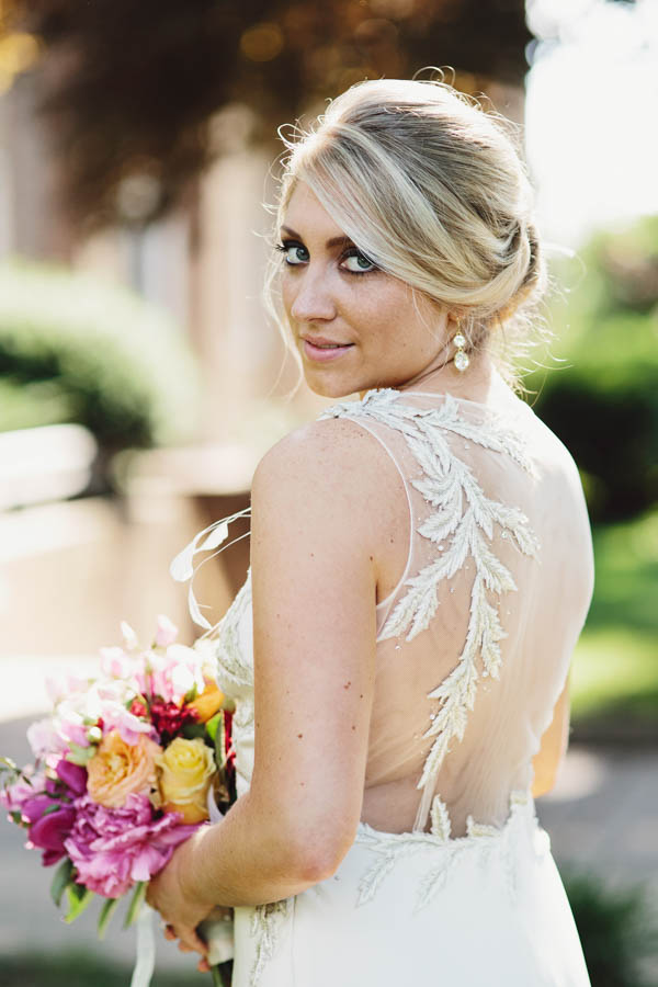 beautiful sheer back wedding dress by Rafael Cennamo