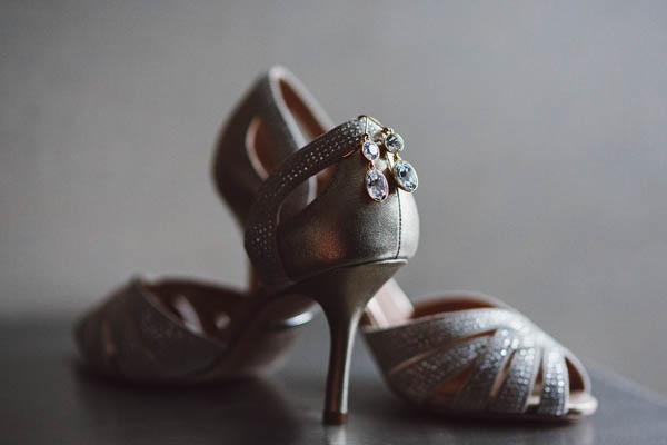 sparkling bridal shoes and earrings