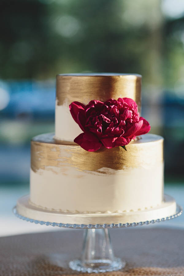 elegant brushed gold wedding cake