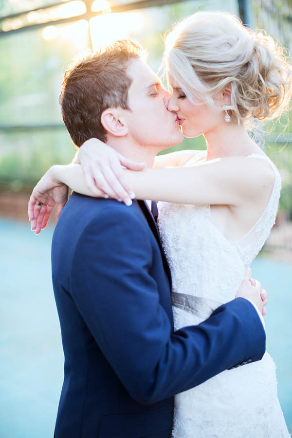 sweet bride and groom's kiss portrait