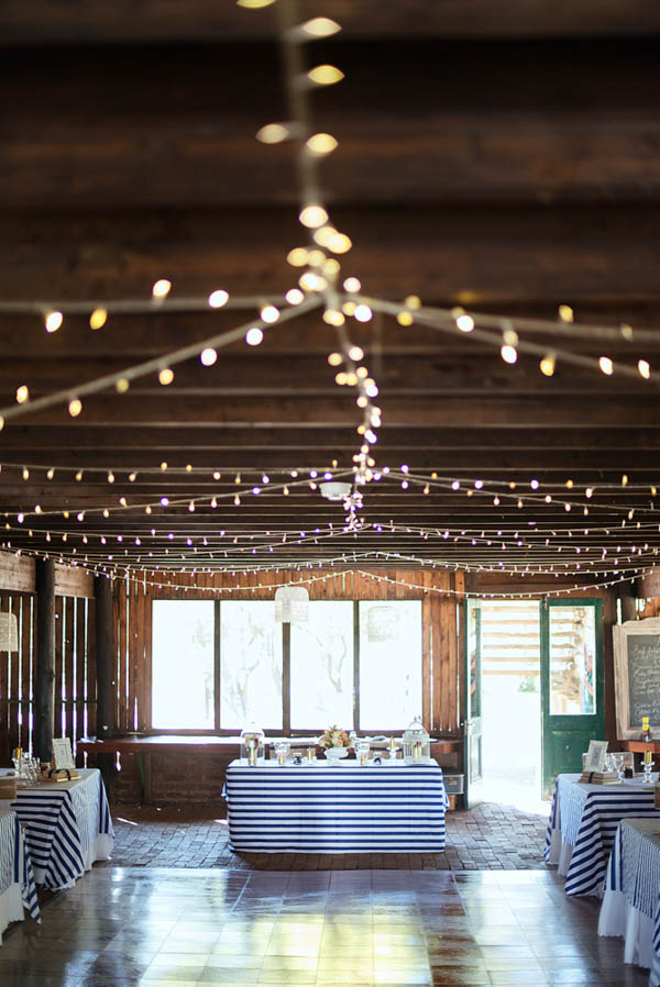 adorable rustic navy and pink wedding reception space
