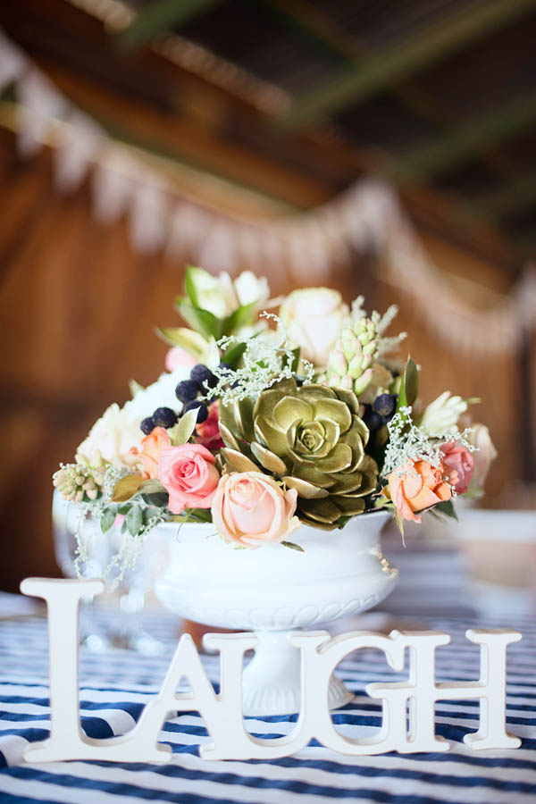 rustic chic flowers and table decor