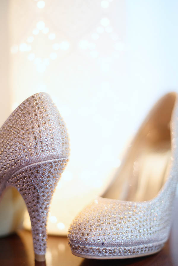 sparkling silver bridal shoes