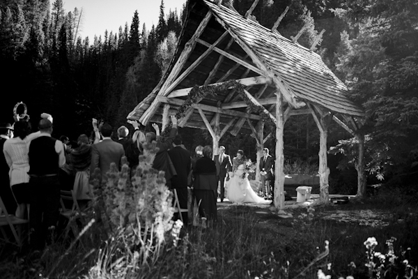 rustic mountain wedding ceremony, photo by Chowen Photography | via junebugweddings.com