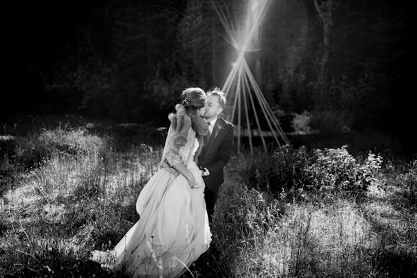 rustic mountain wedding portrait, photo by Chowen Photography | via junebugweddings.com