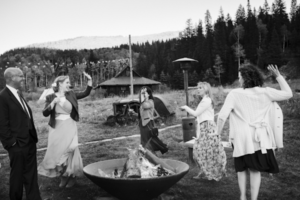 rustic mountain wedding bonfire, photo by Chowen Photography | via junebugweddings.com