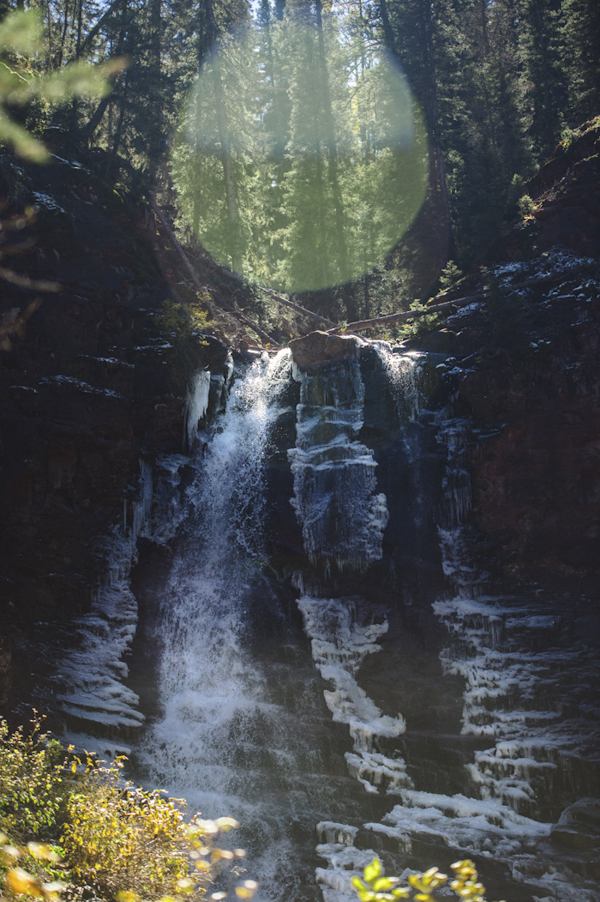 Dunton Hot Springs waterfall, photo by Chowen Photography | via junebugweddings.com