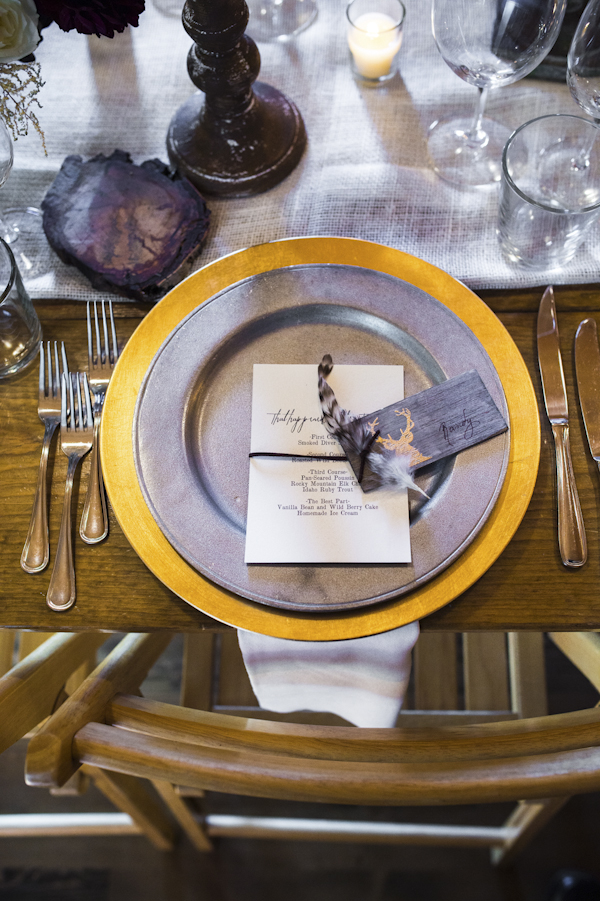 rustic mountain wedding reception decor, photo by Chowen Photography | via junebugweddings.com