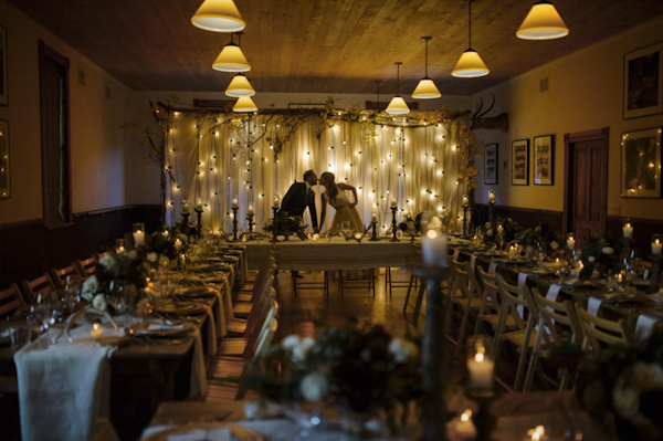 rustic mountain wedding reception, photo by Chowen Photography | via junebugweddings.com