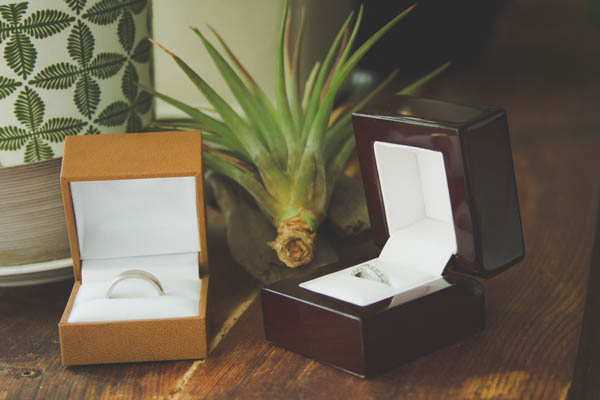 wedding rings and succulents