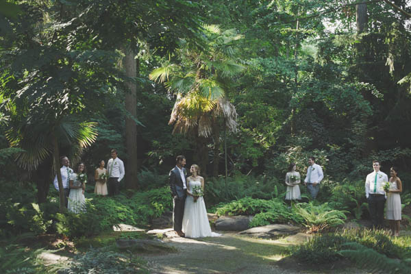 wedding party portrait in the forest