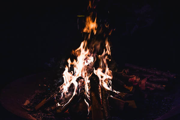 rustic DIY farm wedding reception bonfire