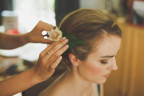 natural fern and flower hair piece