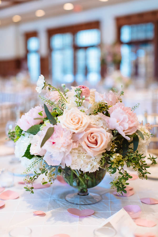 romantic country club reception table flowers, photo by Clay Austin Photography | via junebugweddings.com