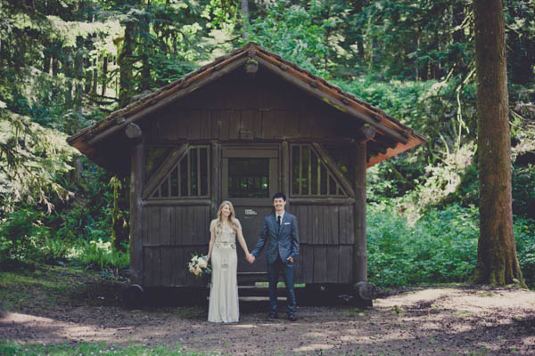 romantic camp wedding couple's portrait