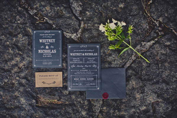 black and white typography wedding invitation ideas