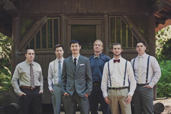 mismatched groomsmen fashion with suspenders
