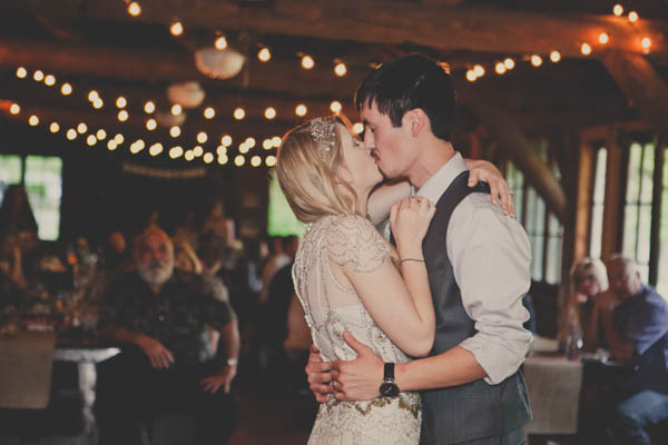 sweet wedding reception kiss