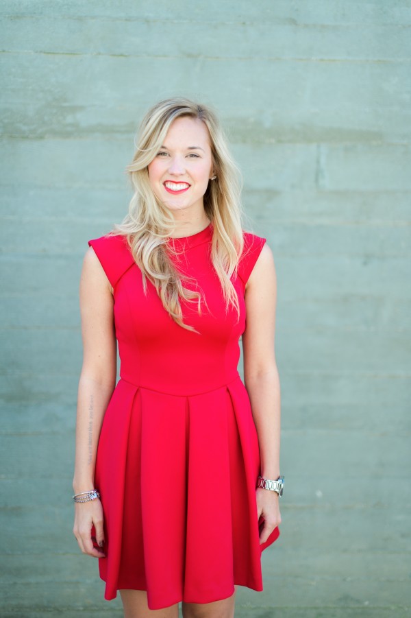 bright red engagement shoot dress