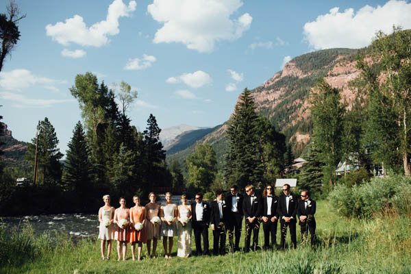artsy mountain wedding party portrait