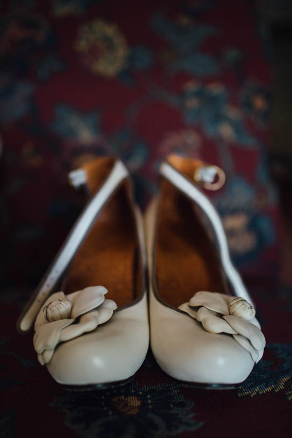 ivory wedding shoes with flower detail
