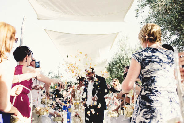 throwing petals after the ceremony