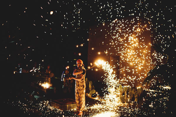 fire twirling reception entertainment