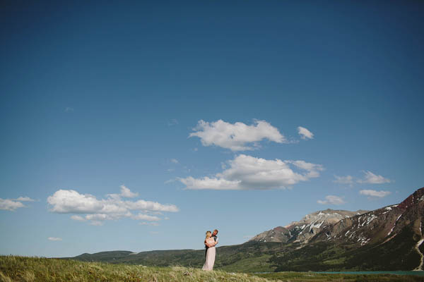 romantic mountainside couple's portrait