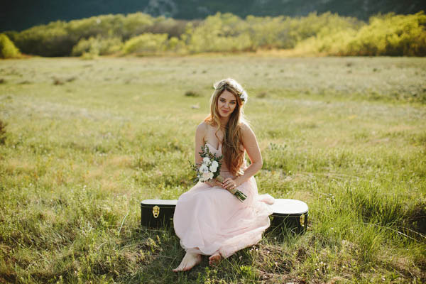 bridal portrait with guitar case