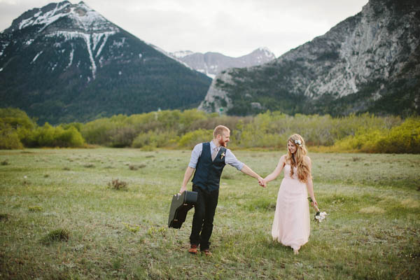 couple's portrait with guitar case