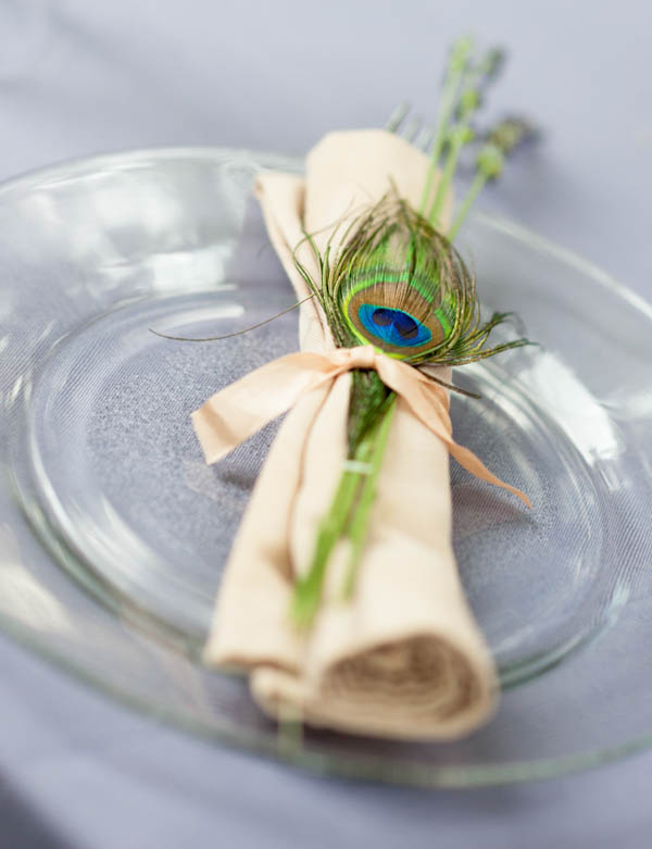 peacock feather place setting