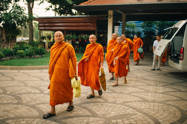 monks getting ready for the ceremony