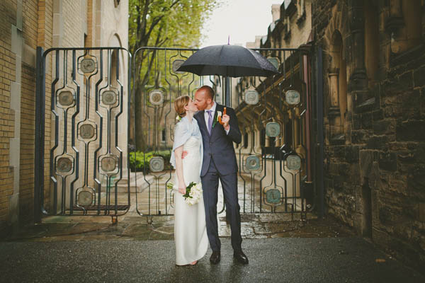 kissing under an umbrella portrait