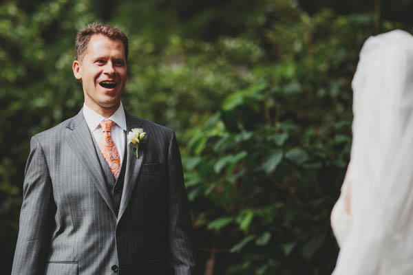adorable groom's first look reaction