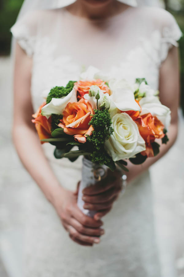 ivory and orange traditional wedding bouquet