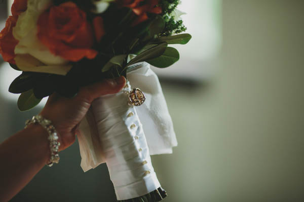 ivory and orange wedding bouquet