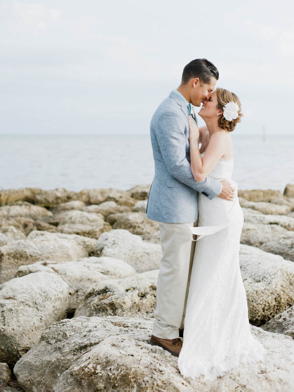 stunning beach wedding couple's portrait