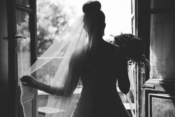 black and white artistic bridal portrait