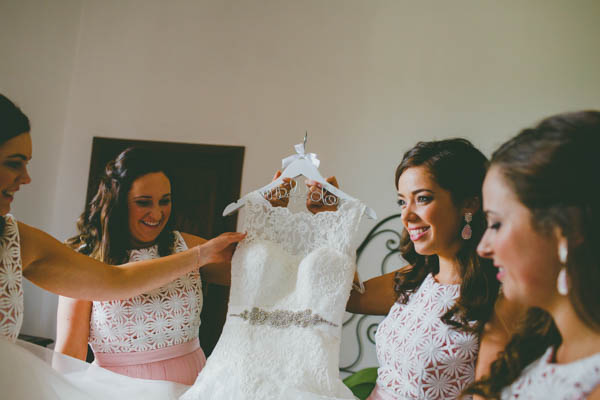 admiring the gown