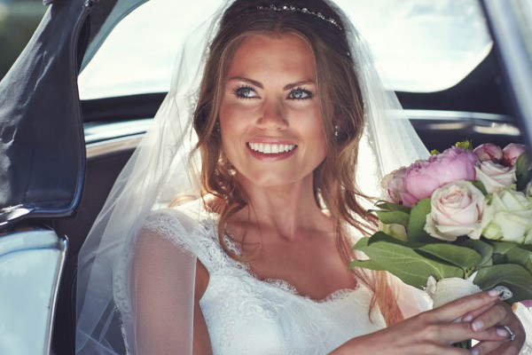 stunning bridal portrait in the car