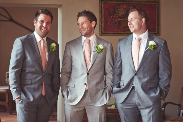groom and groomsmen's pink ties