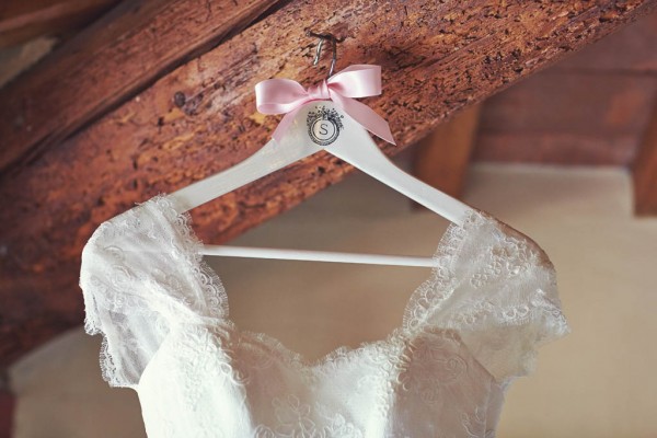 bride's dress with initial hanger