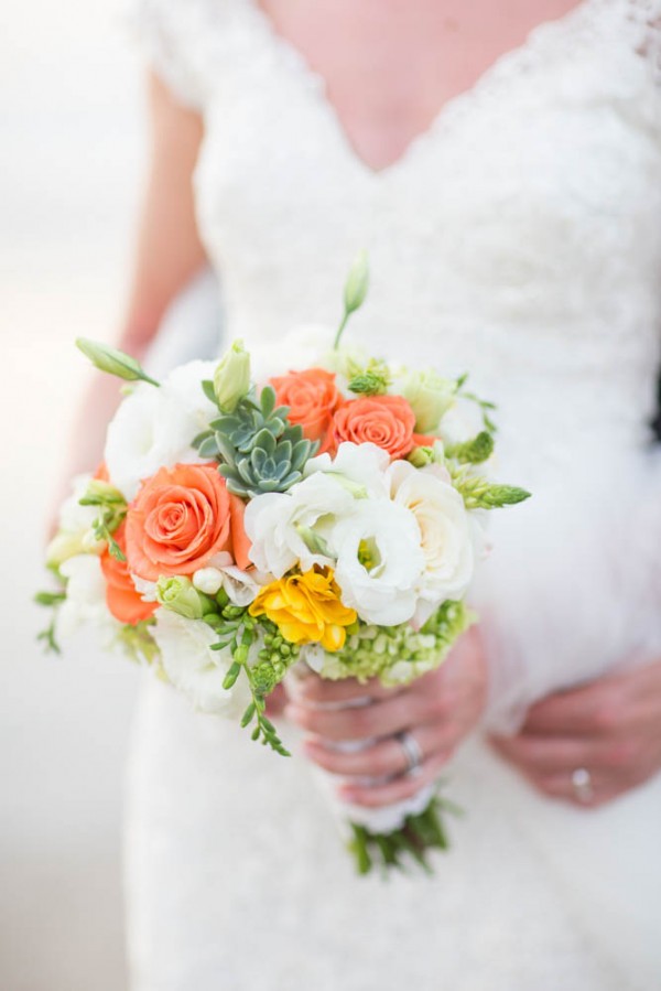 orange and yellow succulent bouquet