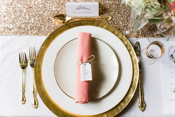 pink and gold table setting