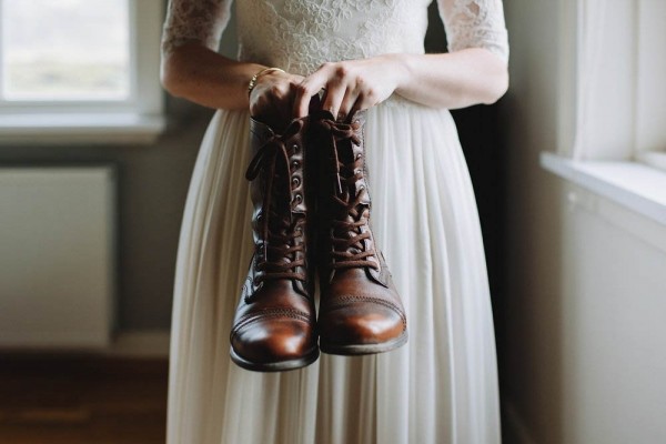 bride wearing boots