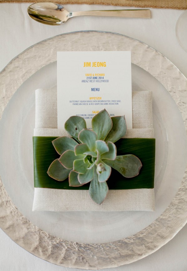 modern succulent table setting