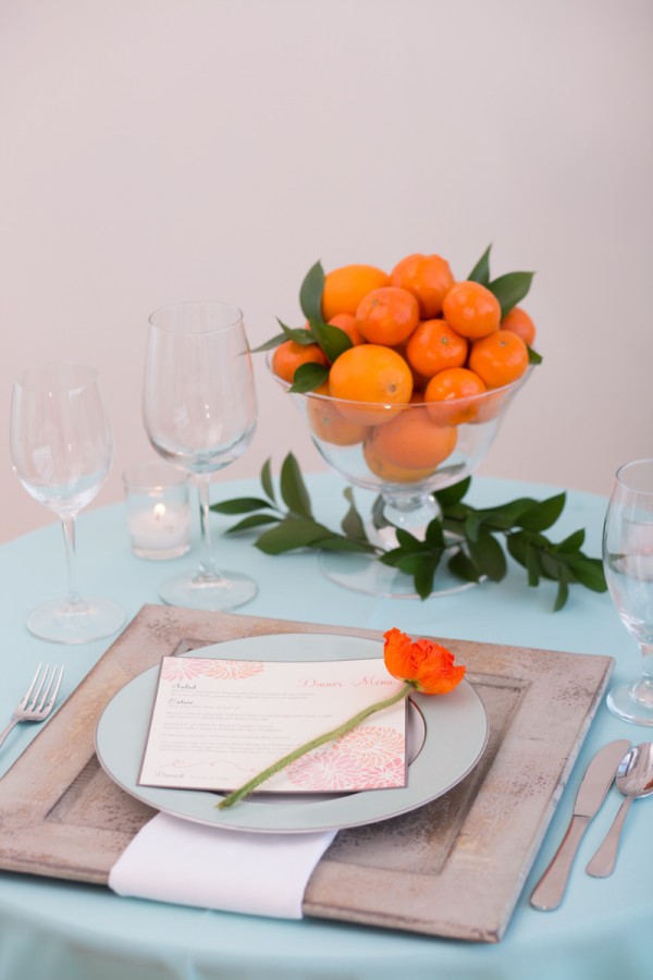 orange and blue tablescape ideas